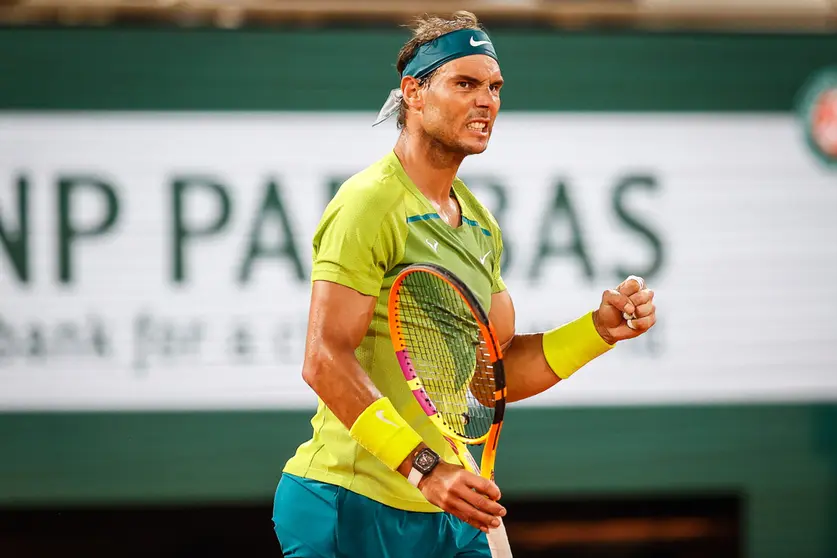 03 June 2022, France, Paris: Spanish tennis player Rafael Nadal celebrates a point against German Alexander Zverev during their men's singles semifinal match of the French Open Grand Slam tournament. Photo: Matthieu Mirville/ZUMA Press Wire/dpa.