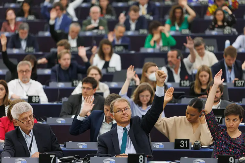 HANDOUT - 08 June 2022, France, Strasbourg: European lawmakers take part in a voting session during a plenary session at the European Parliament. Photo: Mathieu Cugnot/EU Parliament/dpa - ATTENTION: editorial use only and only if the credit mentioned above is referenced in full.