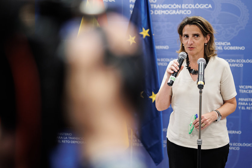 08 June 2022, Spain, Madrid: Spanish Minister for the Ecological Transition and the Demographic Challenge Teresa Ribera, gives a statement to the media. Photo: Alejandro Martínez Vélez/EUROPA PRESS/dpa.