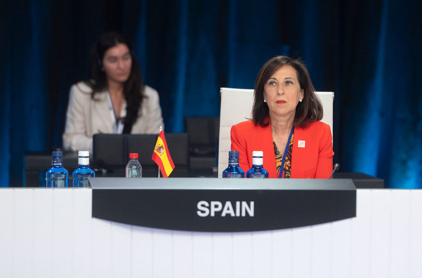 29 June 2022, Spain, Madrid: Spanish Minister of Defence Margarita Robles attends a meeting of the Ministers of Foreign Affairs and Defence during the NATO Summit. Photo: A.Ortega.Pool/EUROPA PRESS/dpa.