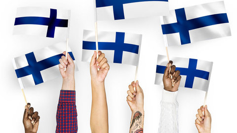 Hands flags Finland