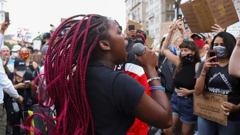 Demonstrators take part in a protest against the death in Minneapolis police custody of George Floyd, near the White House in Washington, U.S., June 3, 2020. REUTERS/Jonathan Ernst