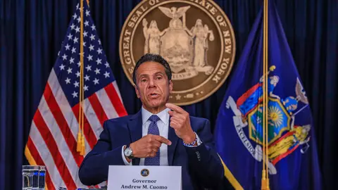 New York Governor Andrew Cuomo speaks during a a press conference to comment on the latest updates regarding coronavirus and the black live matters protests. Photo: Vanessa Carvalho/ZUMA Wire/dpa