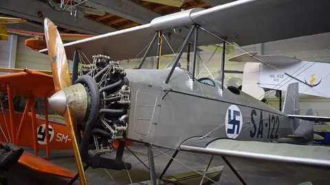 Finnish aircraft with the swastika at the Finnish aviation museum (Aviapolis), in Vantaa. Photo: Pablo Morilla.