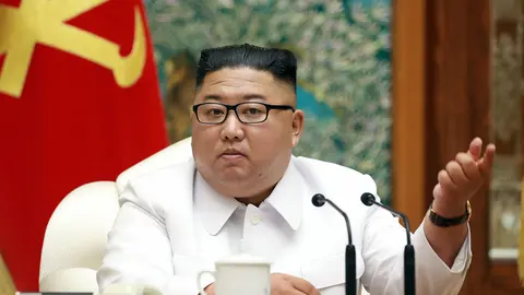 North Korea, Pyongyang: A picture provided by the North Korean state news agency (KCNA) on 26 July 2020, shows North Korean Leader Kim Jong-un attending an emergency meeting of the Central Military Commission of the Workers' Party of Korea (WPK) Photo: -/KCNA/dpa