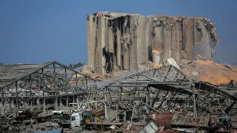 05 August 2020, Lebanon, Beirut: A general view of the destroyed port a day after a massive explosion rocked Beirut, killing at least 100 people and injured thousands. Photo: Marwan Naamani/dpa