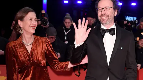 FILED - 20 February 2020, Berlin: Mariette Rissenbeek (L), Executive Director of the Berlin International Film Festival, and Carlo Chatrian, Artistic Director of the Berlinale management, arrive at the opening ceremony of the 70th Berlinale International Film Festival. The Berlin Film Festival said on Monday that starting next year its performance awards will be gender neutral. Photo: Britta Pedersen/dpa.