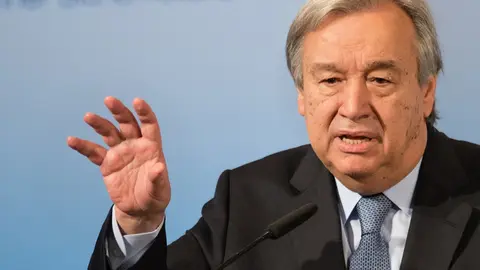FILED - 18 February 2017, Bavaria, Munich: UN Secretary General Antonio Guterres speaks during the Munich Security Conference at the Bayerischer Hof. In his message on the occasion of the International Day of the Victims of Enforced Disappearance, Guterres said, "The crime of enforced disappearance is spread all over the world. We see new cases almost daily, At the same time, the excruciating pain of old cases remains acute, as The fate of thousands of the disappeared remains unknown Photo: Matthias Balk/dpa.