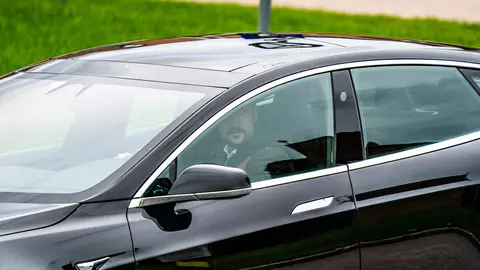 Norwegian Crown Prince Haakon drives from the Rikshospitalet after visiting King Harald. Photo: Hakon Mosvold Larsen/dpa.