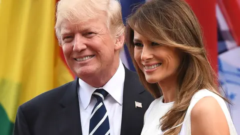 FILED - 07 July 2017, Hamburg: US President Donald Trump (L) and his wife Melania arrive for the concert at the Elbphilharmonie. Trump and his wife have tested positive for the coronavirus and will quarantine, he wrote on Twitter early on Friday. Photo: Bernd Von Jutrczenka/dpa.