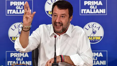 21 September 2020, Italy, Milan: Matteo Salvini, Federal Secretary of the Lega Nord right-wing party, speaks during a press conference after the announcement of the results of the 2020 Italian regional elections. Salvini failed to conquer Tuscany, the biggest prize in Italy's regional polls, according to early projections on Monday. Photo: Gian Mattia D'alberto/dpa.