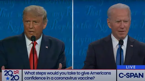 A moment of the debate between Donald Trump and Joe Biden. Image: screenshot from YouTube/C-SPAN.