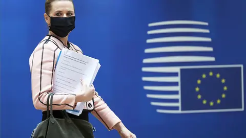 FILED - Danish Prime Minister Mette Frederiksen is among those self-isolating in her government. Here, she is seen arriving at an EU summit. Photo: Mario Salerno/European Council /dpa - ATTENTION: editorial use only and only if the credit mentioned above is referenced in full.