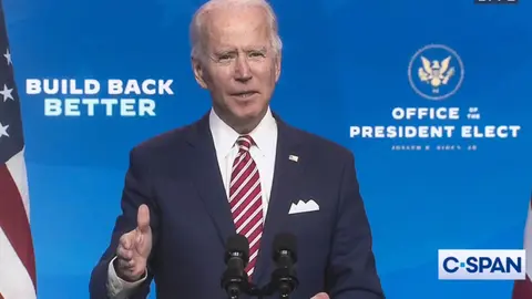 November 16, 2020 - Wilmington, Delaware, USA. - Video grab of C-SPAN's coverage of President-elect JOE BIDEN delivering remarks about the American economy.(Credit Image: © C-Span/ZUMA Wire Photo: C-Span/ZUMA Wire/dpa