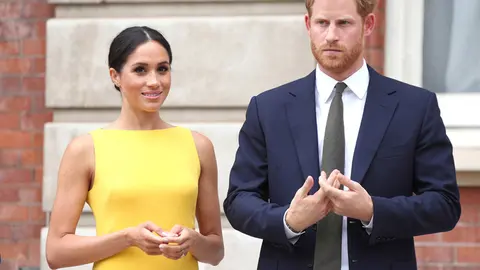 FILED - File photo dated May 7, 2018, of the Duke and Duchess of Sussex, Harry and Meghan, during the Your Commonwealth Youth Challenge reception at Marlborough House in London. Photo: Yui Mok/PA Wire/dpa.