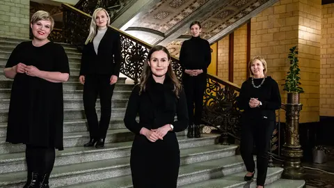 Photograph published last week (10 December) by the Finnish government to celebrate the first anniversary of the Government led by Sanna Marin. Photo: Laura Kotila/Vnk.