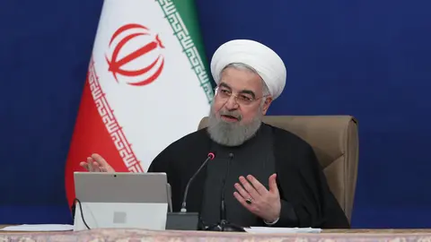 HANDOUT - 23 December 2020, Iran, Tehran: Iranian President Hassan Rouhani speaks during a cabinet meeting. Photo: -/Iranian Presidency/dpa - ATTENTION: editorial use only and only if the credit mentioned above is referenced in full
