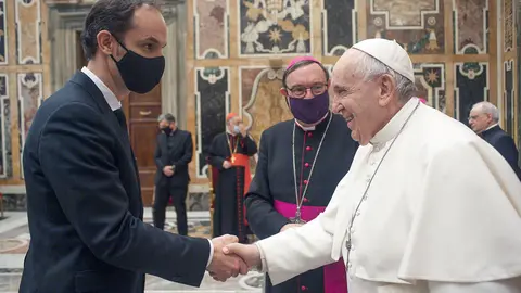 Slovenian Foreign Minister Anže Logar in a recent meeting with Pope Francis. Photo: Twitter/@AnzeLog.