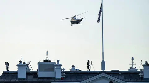 20 January 2021, US, Washington: Marine One carrying US President Donald Trump takes off from the White House as he leaves ahead of the inauguration of President-elect Joe Biden. Photo: Chris Juhn/ZUMA Wire/dpa