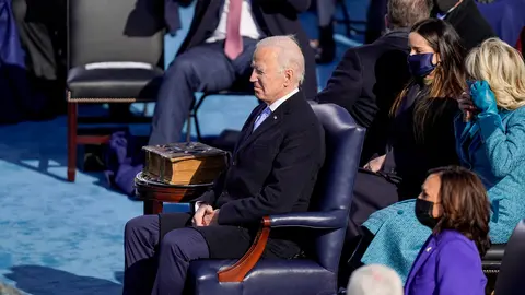 20 January 2021, US, Washington: US President-elect Joe Biden listens to speeches during his inauguration as the 46th President of the United States. Photo: -/EUROPA PRESS/dpa