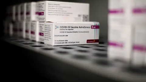 19 February 2021, Spain, Madrid: Several packages of AstraZeneca's COVID-19 vaccine stored at the Vaccination Centre of the Community of Madrid. Photo: Eduardo Parra/EUROPA PRESS/dpa