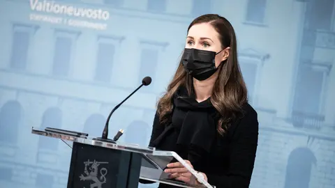 Prime Minister Sanna Marin announced the new measures at a press conference. Photo: Laura Kotila/Vnk.