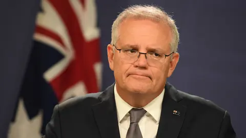 05 March 2021, Australia, Sydney: Australian Prime Minister Scott Morrison speaks during a press conference following National Cabinet. Authorities in Canberra on Friday said they were "disappointed and frustrated" that the European Union blocked 250,000 doses of the AstraZeneca coronavirus vaccine from being sent to Australia. Photo: Dean Lewins/AAP/dpa