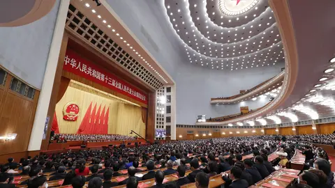 11 March 2021, China, Beijing: Deputies attend the closing meeting of the 4th session of the 13th National People's Congress at the Great Hall of the People. Photo: -/TPG via ZUMA Press/dpa