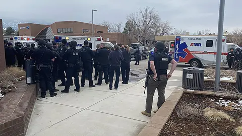 March 22, 2021, Boulder, Colorado, USA: Law enforcement from Jefferson County and Boulder responded to an active shooter situation at the King Soopers grocery store on Table Mesa Drive in Boulder on Monday. There are multiple victims including one officer was killed and two other officers were injured at King Soopers grocery store at 3600 Table Mesa shopping center. (Credit Image: © Boulder Police Department/ZUMA Wire Photo: Boulder Police Department/ZUMA Wire/dpa