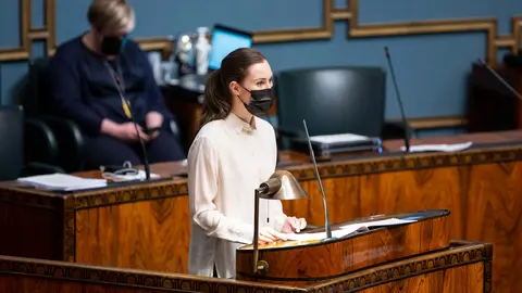 Prime Minister Sanna Marin, last week when she presented the bill to Parliament. Photo: Hanne Salonen/Eduskunta.
