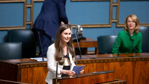 Prime Minister Sanna Marin, addressing Parliament. Photo: Hanne Salonen/Eduskunta.