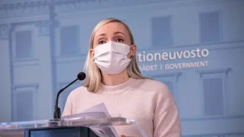Minister of the Interior Maria Ohisalo speaking at a press conference. Photo: Foreigner.fi/Vnk.