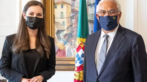 Prime Minister Sanna Marin (L) met with Portuguese Prime Minister Antonio Costa. Photo: Clara-Azevedo, Portugal Government.
