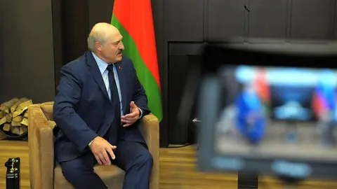 HANDOUT - 28 May 2021, Russia, Sochi: Belarusian President Alexander Lukashenko is pictured during a meeting with Russian President Vladimir Putin (not pictured) in Sochi. Photo: -/Kremlin/dpa - ATTENTION: editorial use only and only if the credit mentioned above is referenced in full