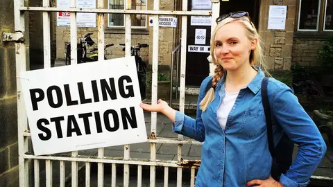 Minister of the Interior Maria Ohisalo inviting people to vote. Photo: Twitter/@MariaOhisalo.