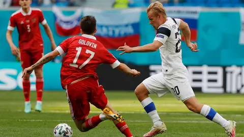 Finland's Pohjanpalo in action. Photo: Twitter/@EURO2020.