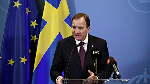 FILED - Swedish Prime Minister Stefan Lofven speaks during a press conference on the sidelines of the day two of the EU Summit on Brexit at the European Union headquarters. Lofven will start a visit to South Korea on 18 December 2019. Photo: -/European Council/dpa - ATTENTION: editorial use only and only if the credit mentioned above is referenced in full
