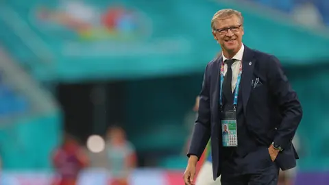 21 June 2021, Russia, Saint Petersburg: Finland coach Markku Kanerva pictured prior to the start of the UEFA EURO 2020 Group B soccer match between Finland and Belgium at Saint Petersburg stadium. Photo: Igor Russak/dpa.