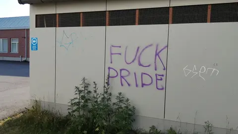 An anti-LGBT graffiti last week next to a school in Kerava. Photo: Foreigner.fi