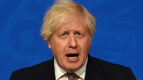 05 July 2021, United Kingdom, London: UK Prime Minister Boris Johnson speaks during a media briefing in Downing Street, on coronavirus (Covid-19) pandemic updates. Photo: Daniel Leal-Olivas/PA Wire/dpa