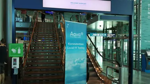 Covid-19 testing point at Helsinki airport. Photo: Foreigner.fi.