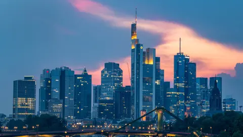 FILED - Frankfurt skyline Photo: Boris Roessler/dpa
