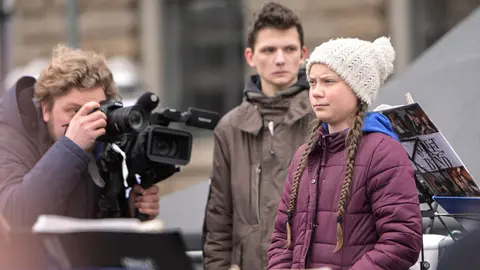 March 1, 2019 - Hamburg, Germany - GRETA THUNBERG is speaking in front of school children, who are protesting for more action on climate change policy Photo: Daniel Dohlus/ZUMA Wire/dpa