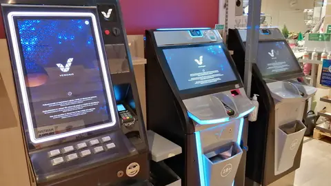 Veikkaus slot machines closed in a supermarket due to the Covid-19 epidemic in Finland. Photo: Foreigner.fi.