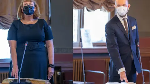 State secretaries Mikaela Nylander (L) and Akseli Koskela. Photo: Government/Vnk.