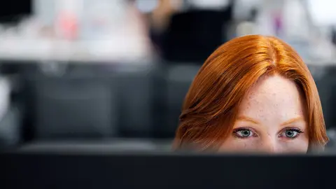 Office woman girl laptop computer work red hair by pixabay.