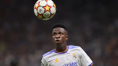 15 September 2021, Italy, Milan: Real madrid's Vinicius Junior in action during the UEFA Champions League group D soccer match between Inter Milan and Real Madrid at vSan Siro Stadium. Photo: Fabrizio Carabelli/LPS via ZUMA Press Wire/dpa
