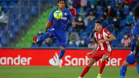 21 September 2021, Spain, Madrid: Getafe's Jose Macias in action during the Spanish La Liga soccer match between Getafe CF and Atletico Madrid at Coliseum Alfonso Perez Stadium. Photo: -/Indira/DAX via ZUMA Press Wire/dpa