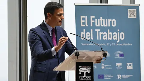 Prime Minister Pedro Sánchez, speaking at the conference 'Dialogues on the Future of Work'. Photo: La Moncloa.
