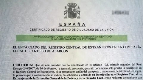 Copy of the official certificate of registration as a citizen of the European Union. Photo: © The Nomad Today.